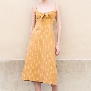 FAITHFULL THE BRAND LINEN MIDI DRESS SIZE 2